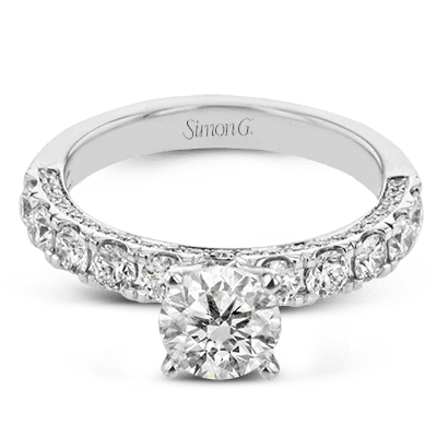 18K White Gold Circle Semi-Mount Engagement Ring