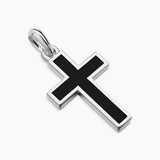 EXOTIC STONE CROSS Sterling Silver with Black Onyx, 23mm
