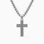 EXOTIC STONE CROSS Sterling Silver with Black Onyx, 23mm