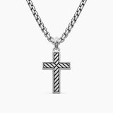 EXOTIC STONE CROSS Sterling Silver with Black Onyx, 23mm