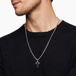 EXOTIC STONE CROSS Sterling Silver with Black Onyx, 23mm
