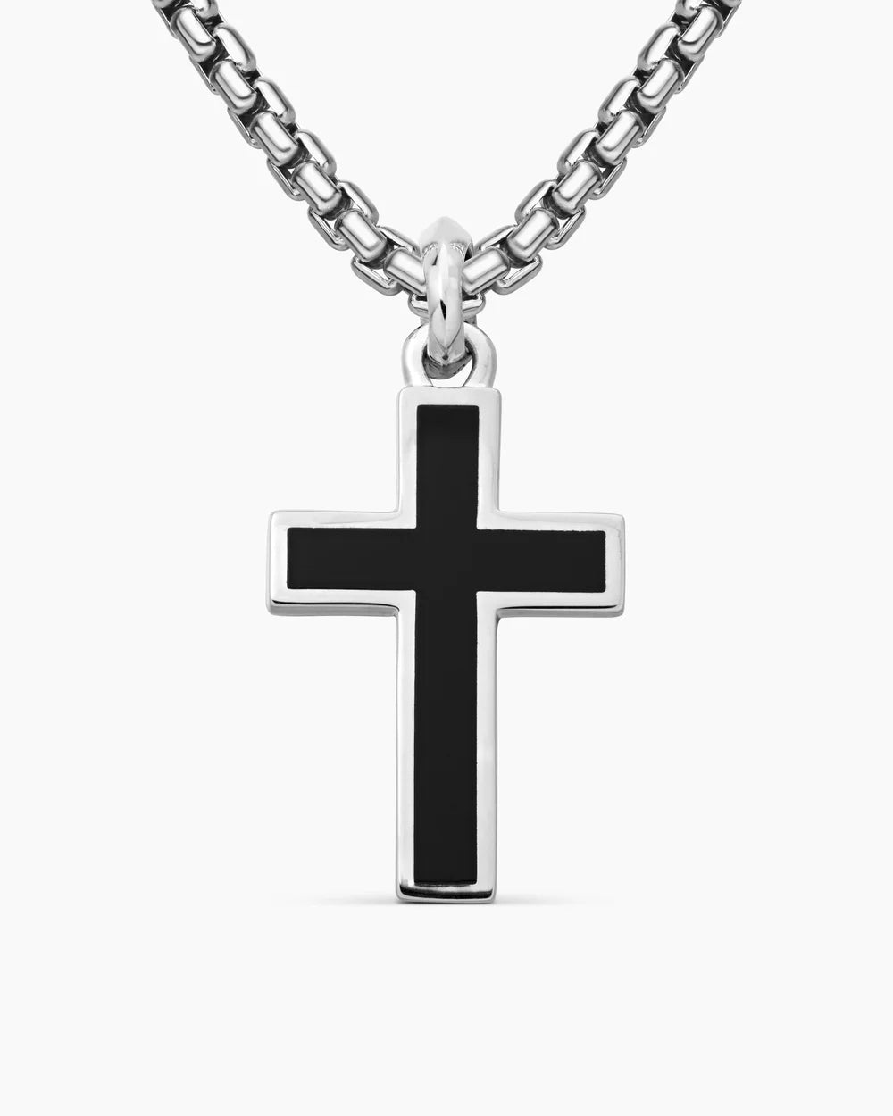 EXOTIC STONE CROSS Sterling Silver with Black Onyx, 23mm