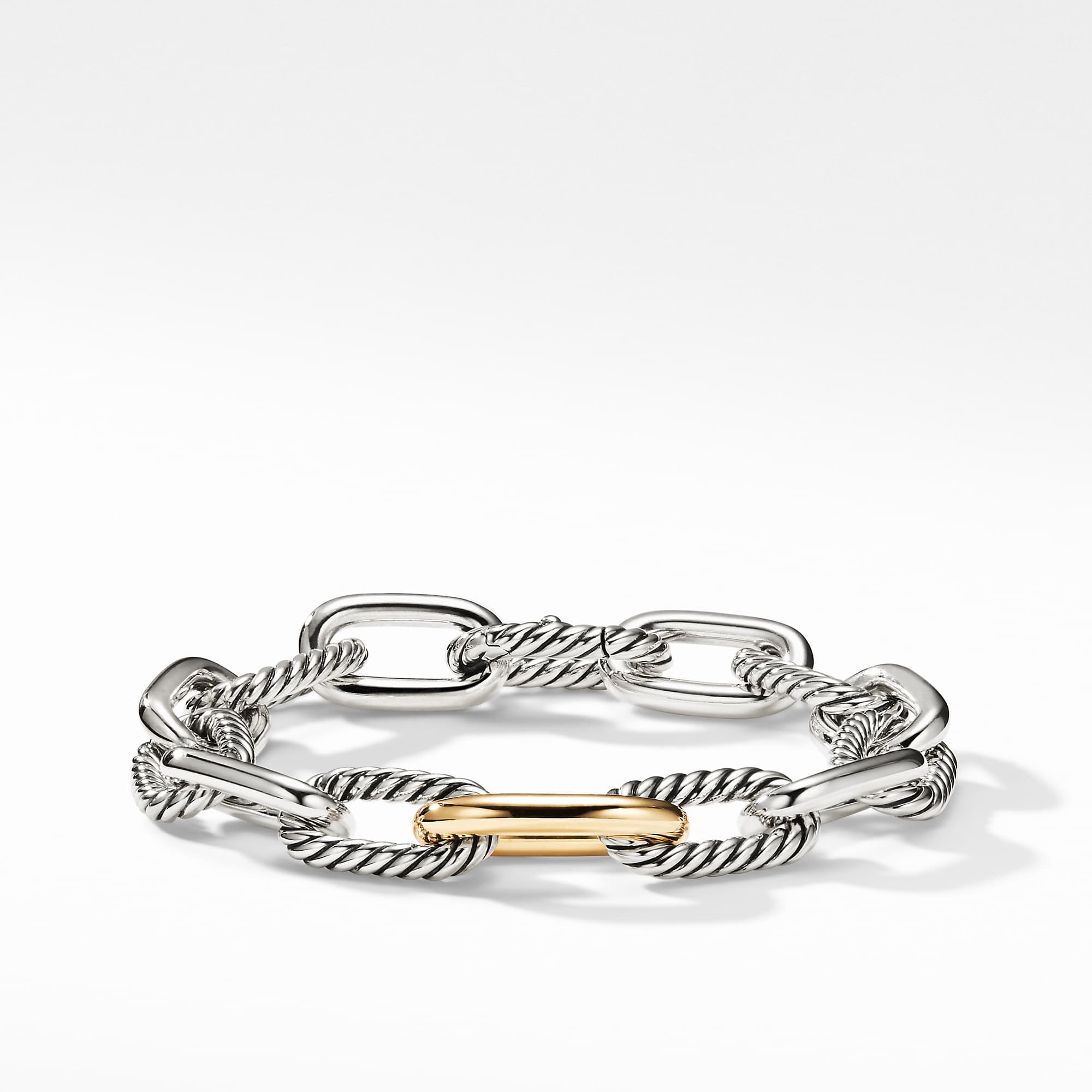 DY Madison® Chain Bracelet in Sterling Silver with 18K Yellow Gold, 11mm