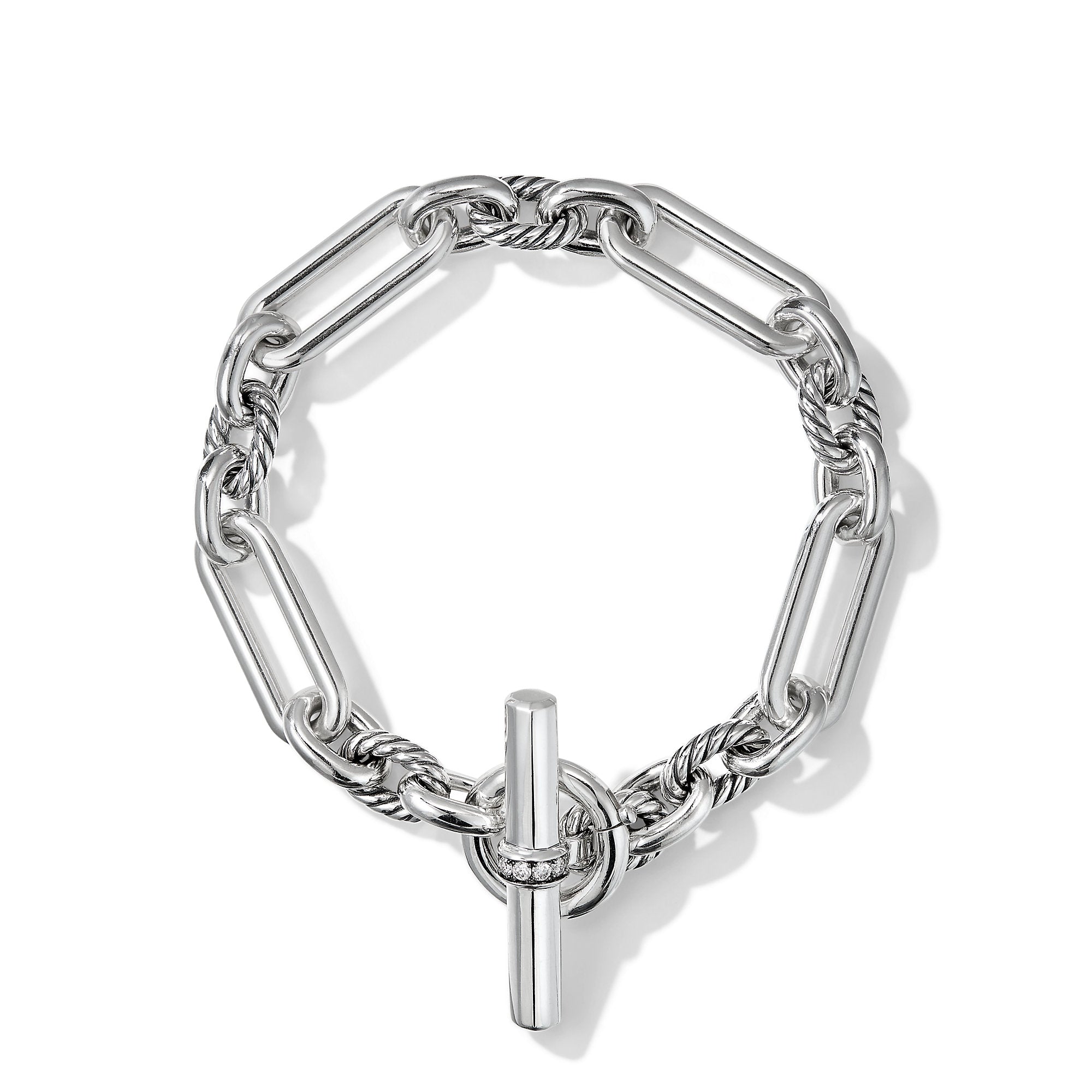 Lexington Chain Bracelet in Sterling Silver with Diamonds, 9.8mm