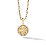 Maritime® Compass Amulet in 18K Yellow Gold with Center Diamond, 29.5mm