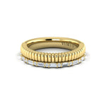 Bravela Diamond Baguette Textured Band in 18K Yellow Gold