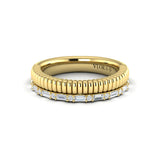 Bravela Diamond Baguette Textured Band in 18K Yellow Gold