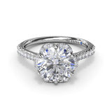 18K White Gold Blossoming Halo Diamond Semi-Mount Engagement Ring