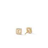 Petite Chatelaine® Pavé Bezel Stud Earrings in 18K Yellow Gold with Champagne Citrine and Diamonds, 5mm