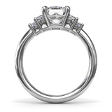 18K White Gold Bold and Beautiful Five Stone Semi-Mount Engagement Ring
