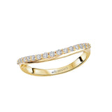 14K Yellow Gold Curved Front Diamond Wedding Band