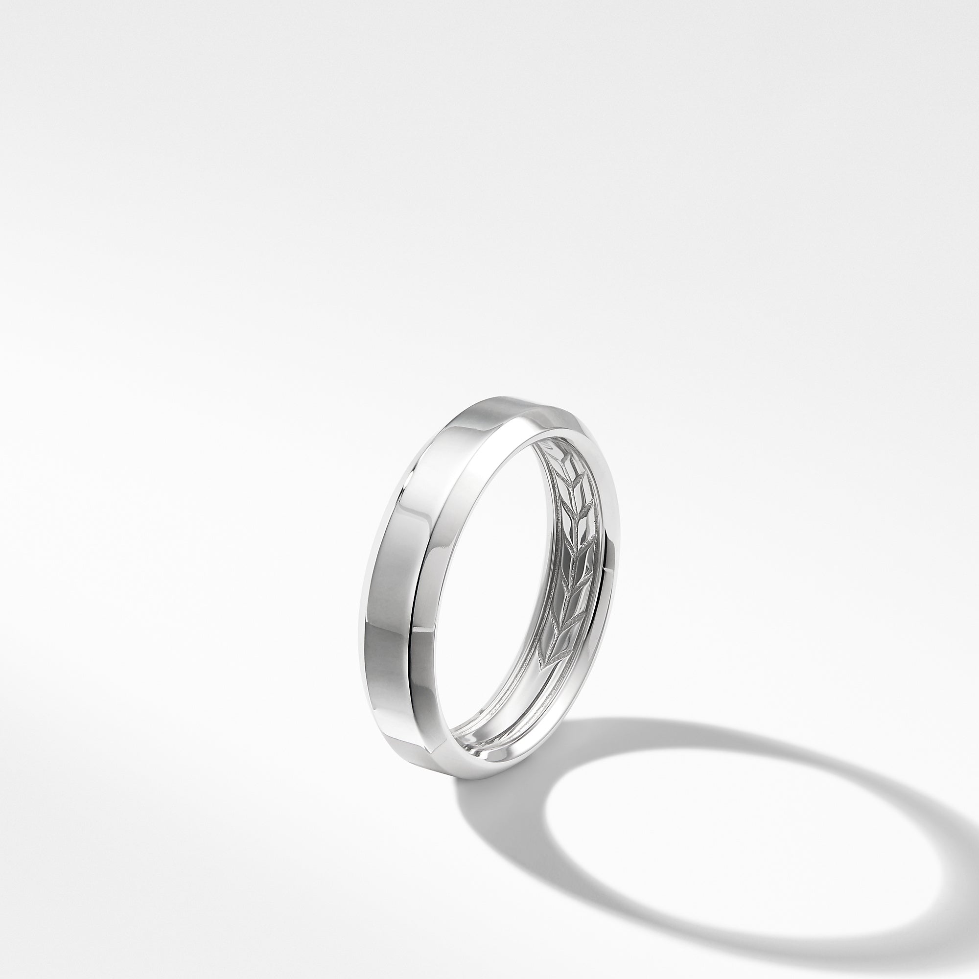 Beveled Band Ring in 18K White Gold, 6mm