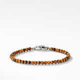 Spiritual Beads Bracelet in Tigers Eye with Sterling Silver, 4mm