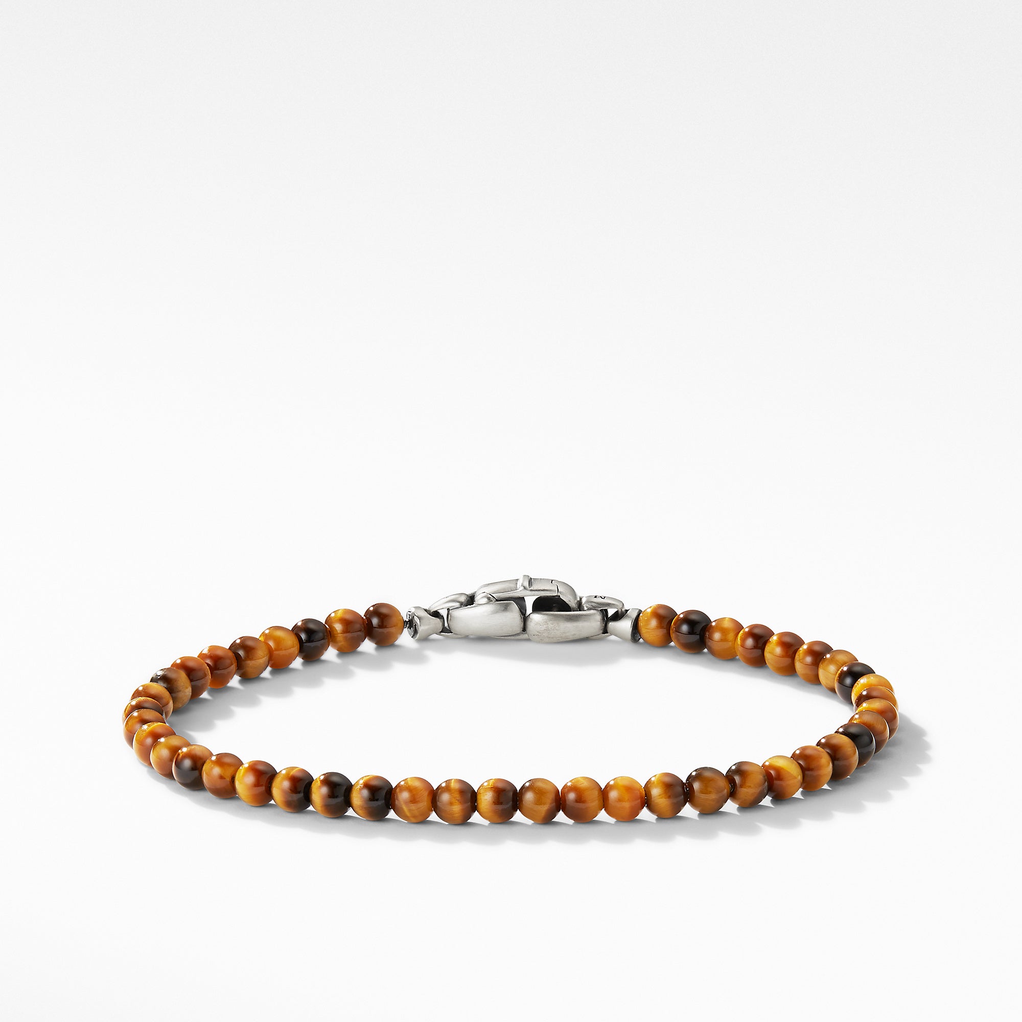 Spiritual Beads Bracelet in Tigers Eye with Sterling Silver, 4mm