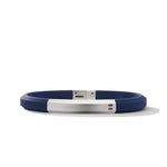 Streamline® ID Bracelet in Blue Rubber with Sterling Silver, 8mm