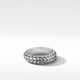 DY Chevron Beveled Band Ring in Sterling Silver, 6mm