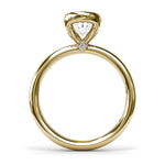 18K Yellow Gold Half Bezel Oval Diamond Semi-Mount Engagement Ring