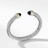 Classic Cable Bracelet in Sterling Silver with 14K Yellow Gold and Black Onyx, 7mm
