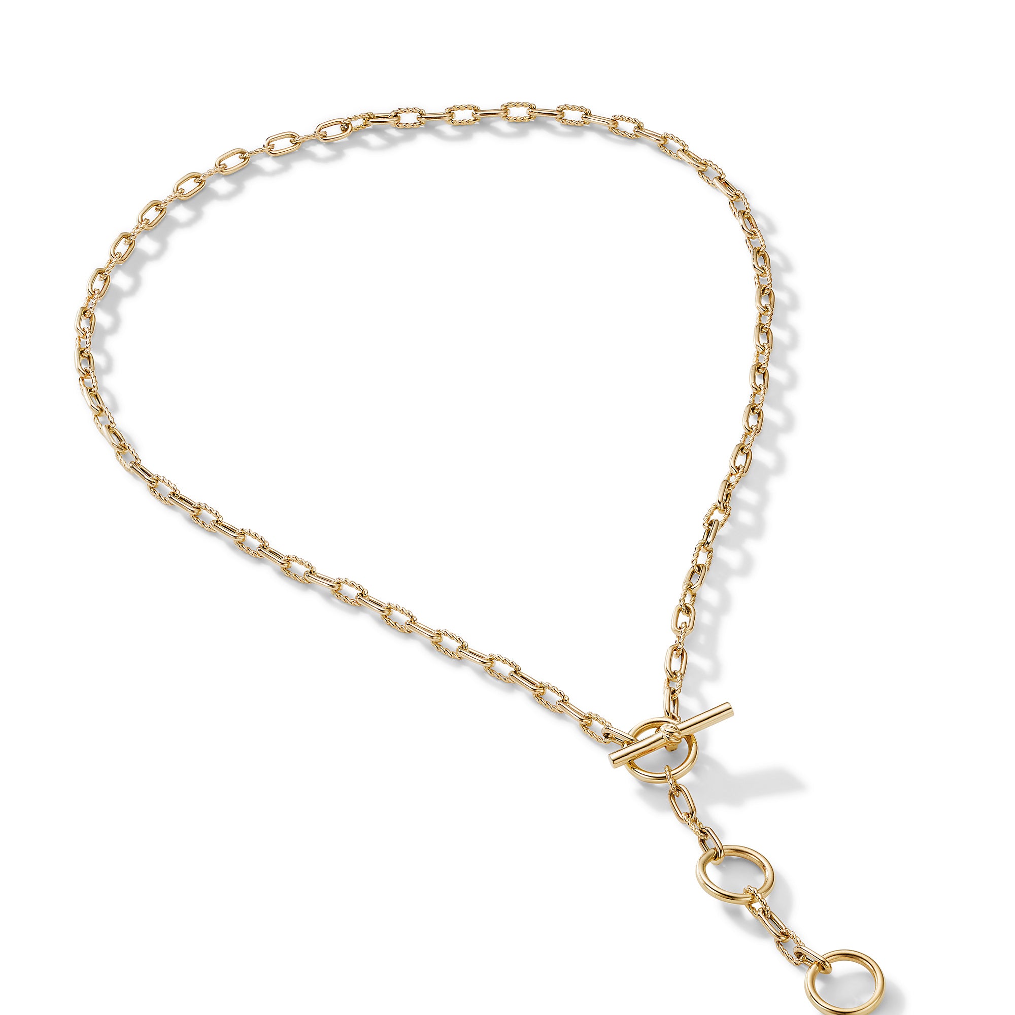 DY Madison® Three Ring Chain Necklace in 18K Yellow Gold, 3mm