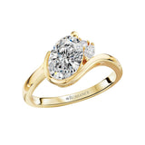 14K Yellow Gold Wave Design Semi-Mount Diamond Engagement Ring