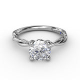 18K White Gold Elegantly Twisted Semi-Mount Engagement Ring