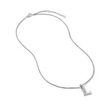 Pavé Initial Pendant Necklace in Sterling Silver with Diamond L