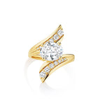 Twisting Bypass Pave Engagement Ring Semi Mount