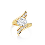 Twisting Bypass Pave Engagement Ring Semi Mount