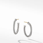 Cable Hoop Earrings in Sterling Silver, 3/4in