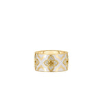 18K Yellow Gold Venetian Princess Diamond & White Enamel Flower Ring