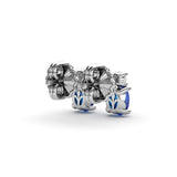 18K White Gold Oval Sapphire and Diamond Stud Earrings