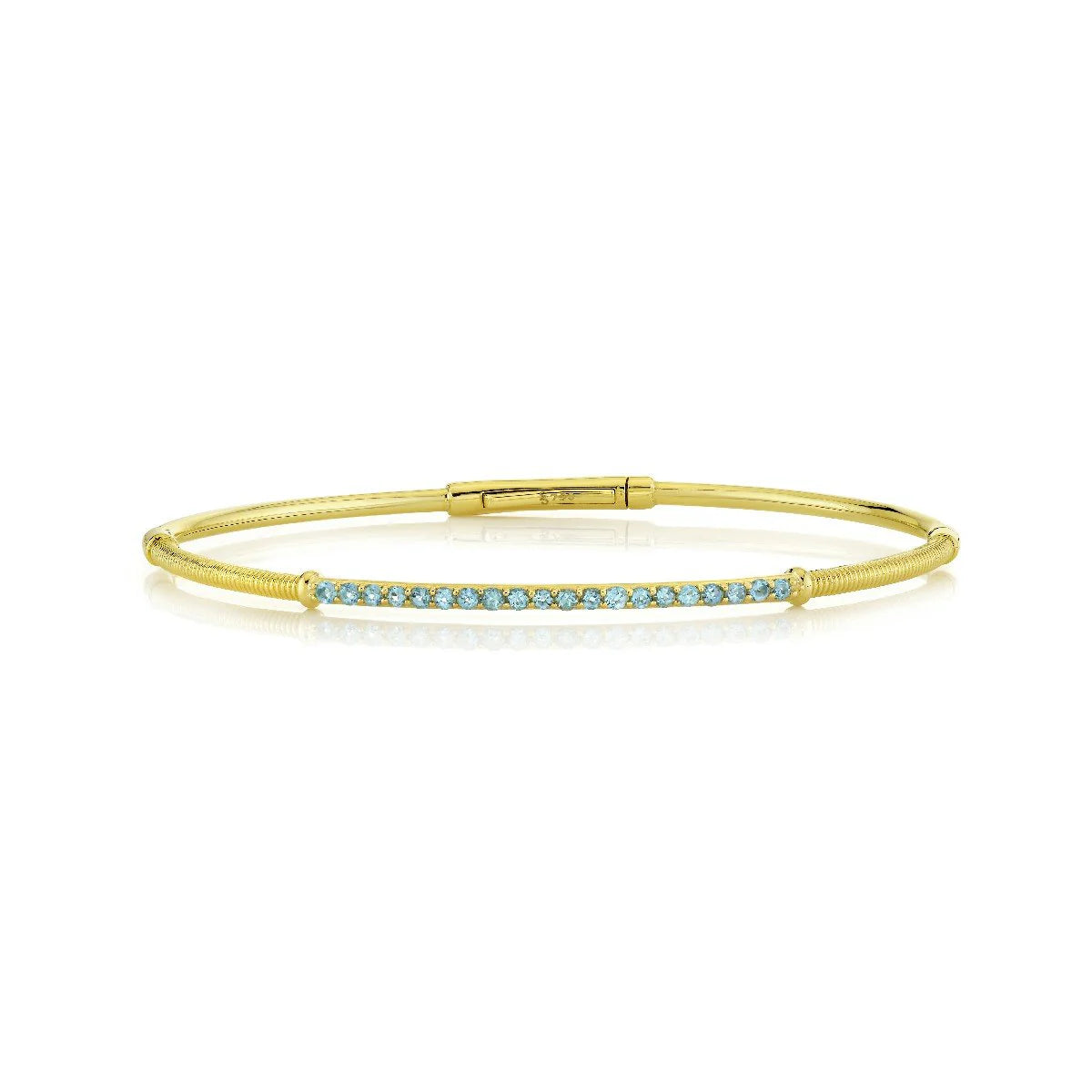 Swiss Blue Topaz and Strié Detail Bracelet in 18K Yellow Gold