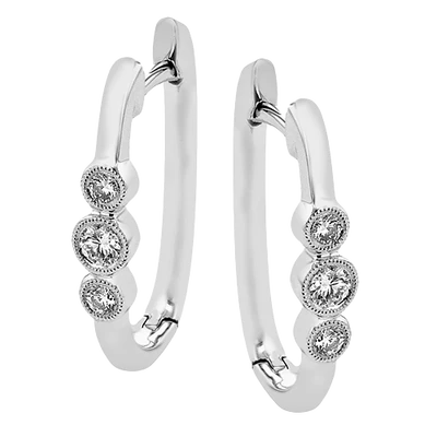 Bezel Set Diamond Hoop Earrings