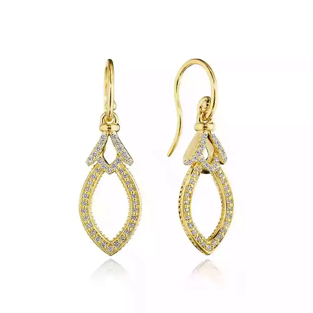 18K Yellow Gold Diamond Toggle Dangle Earrings