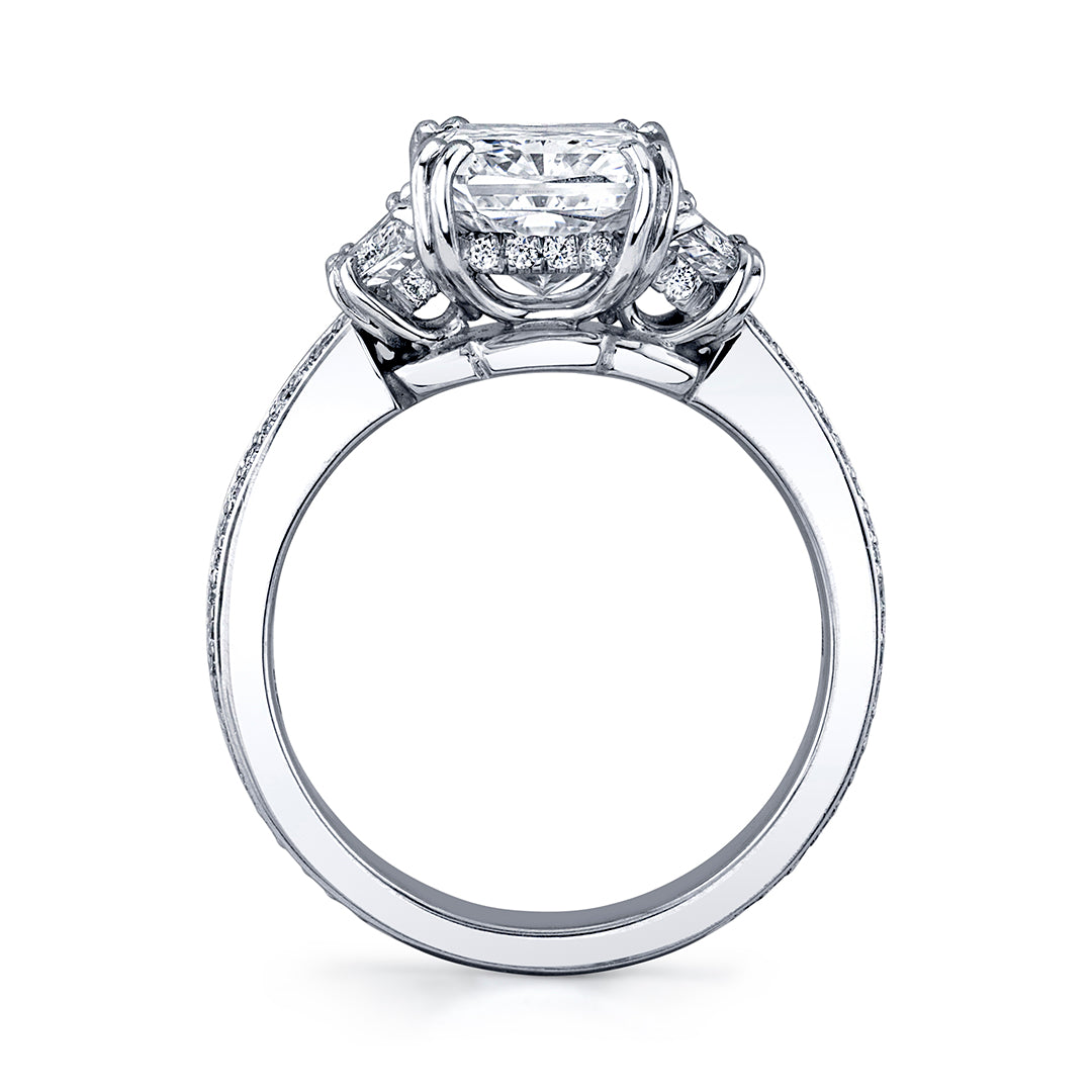Platinum 2-Trapezoid Diamond Ring with Melee Accents