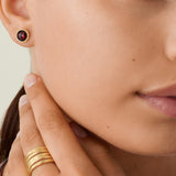 Jaipur Color  18K Yellow Gold Amethyst Stud Earrings, 0.37"