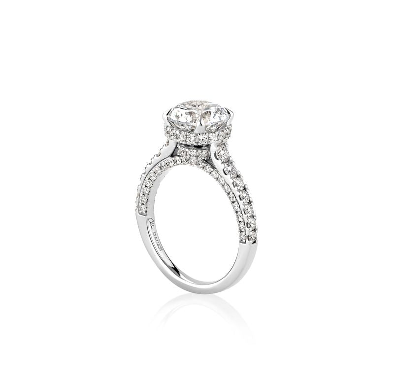 Scalloped Pave Under Halo Engagement Ring Semi Mount