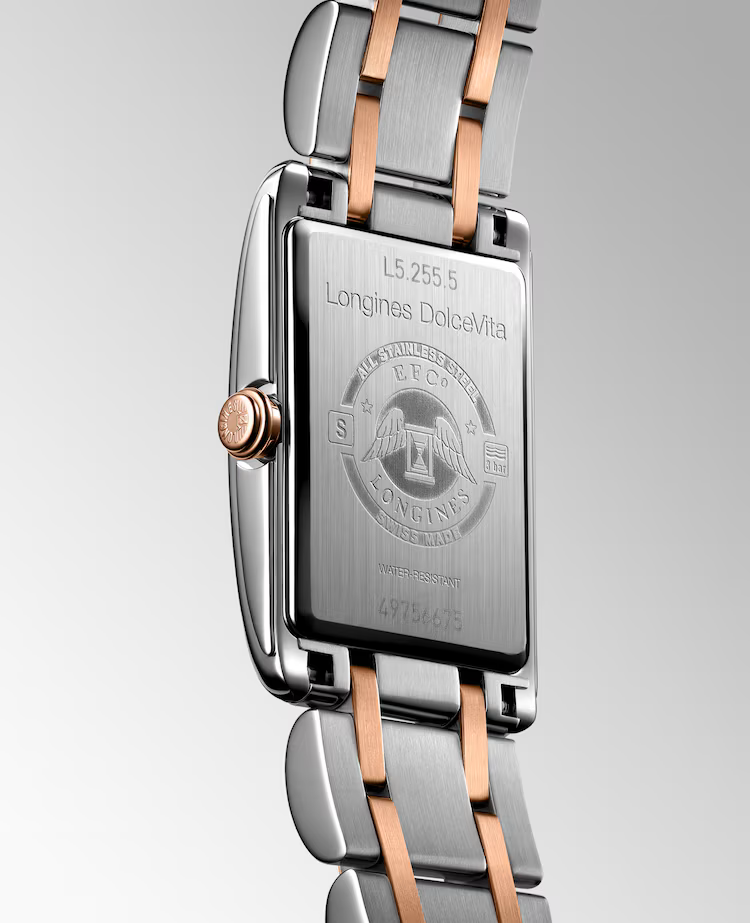 LONGINES DOLCEVITA- L5.255.5.87.7 Quartz watch, 20.80 x 32.00 mm, stainless steel with rose gold 18 carats crown