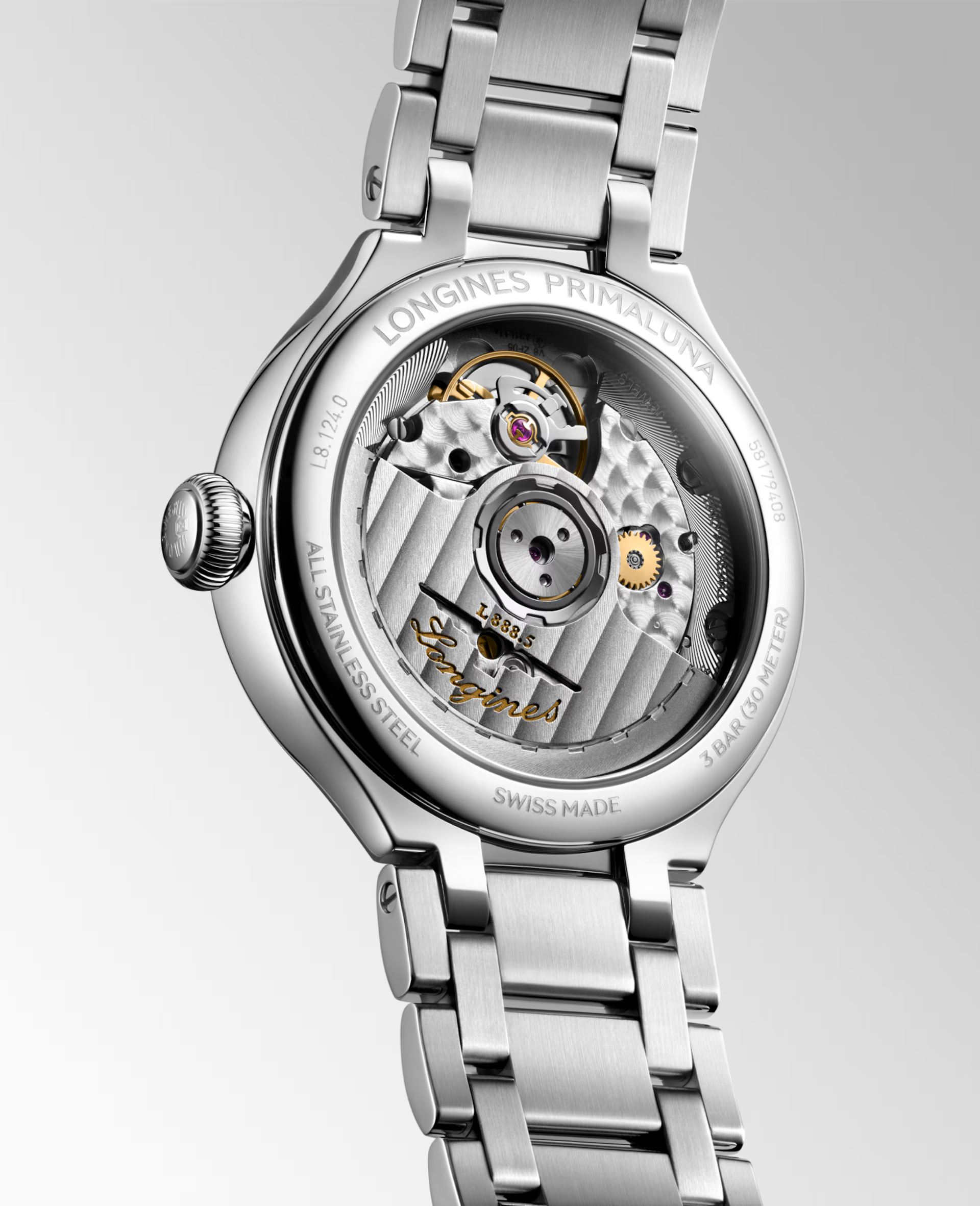 PRIMALUNA, automatic watch, Ø 34.00 mm, stainless steel.