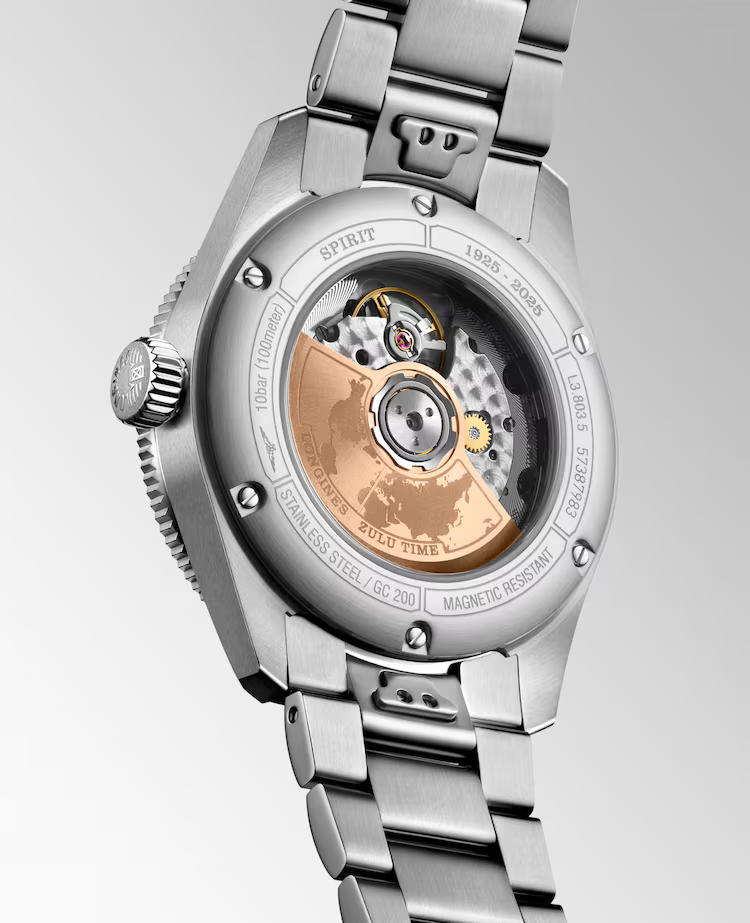 LONGINES SPIRIT ZULU TIME 1925- L3.803.5.53.6 Automatic watch, Ø 39.00 mm, stainless steel and rose gold 18 carats cap 200
