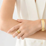 18K Yellow Gold Bangle With Diamond Pavé, Medium-Width