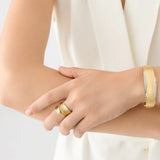 18K Yellow Gold Bangle With Diamond Pavé, Medium-Width