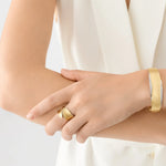18K Yellow Gold Bangle With Diamond Pavé, Medium-Width