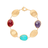 18K Yellow Gold Lunaria Bracelet with Thulite, Turquoise and Charoite