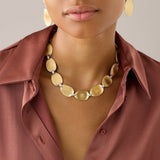 18K Yellow Gold Large Collar Necklace With Diamond Accents