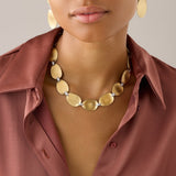 18K Yellow Gold Large Collar Necklace With Diamond Accents