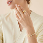 18K Yellow Gold Lunaria Wide Band Diamond Ring