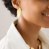 18K Yellow Gold Medium Statement Stud Earrings With Diamond Pavé