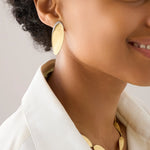 18K Yellow Gold Medium Statement Stud Earrings With Diamond Pavé