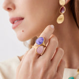 18K Yellow Gold Lunaria Ring with Charoite